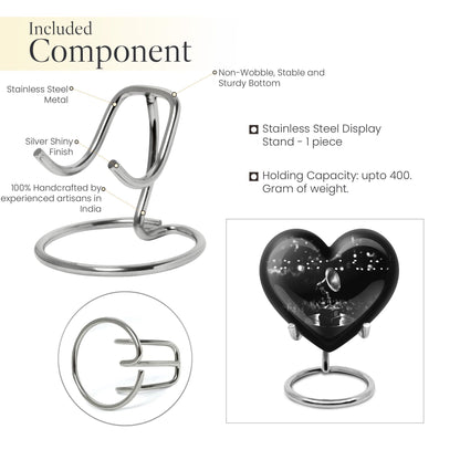 Heart-shaped 10-inch Gramophone Memorial Urn in Aluminium, includes velvet pouch