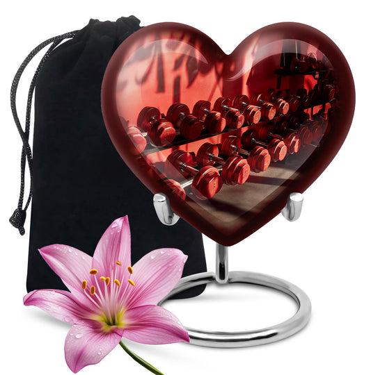 10 inch Dumbles Urn, aluminium heart design memorial urn for ashes adult