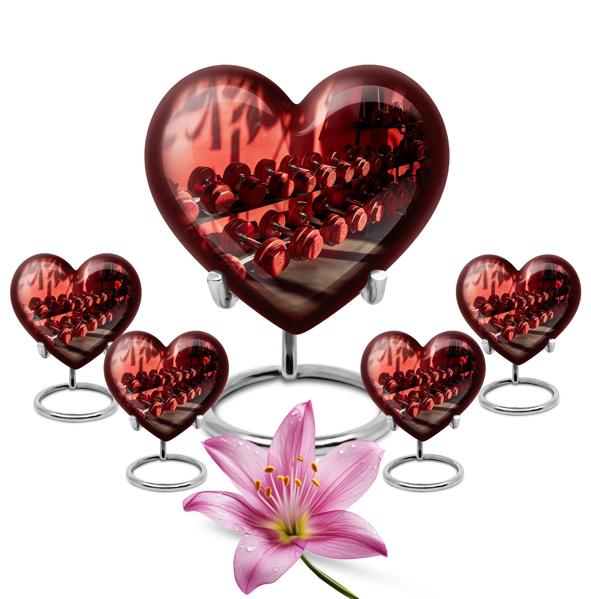 10 inch Dumbles Urn, aluminium heart design memorial urn for ashes adult
