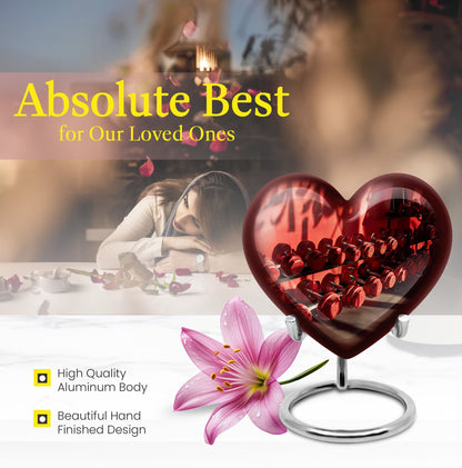 10 inch Dumbles Urn, aluminium heart design memorial urn for ashes adult