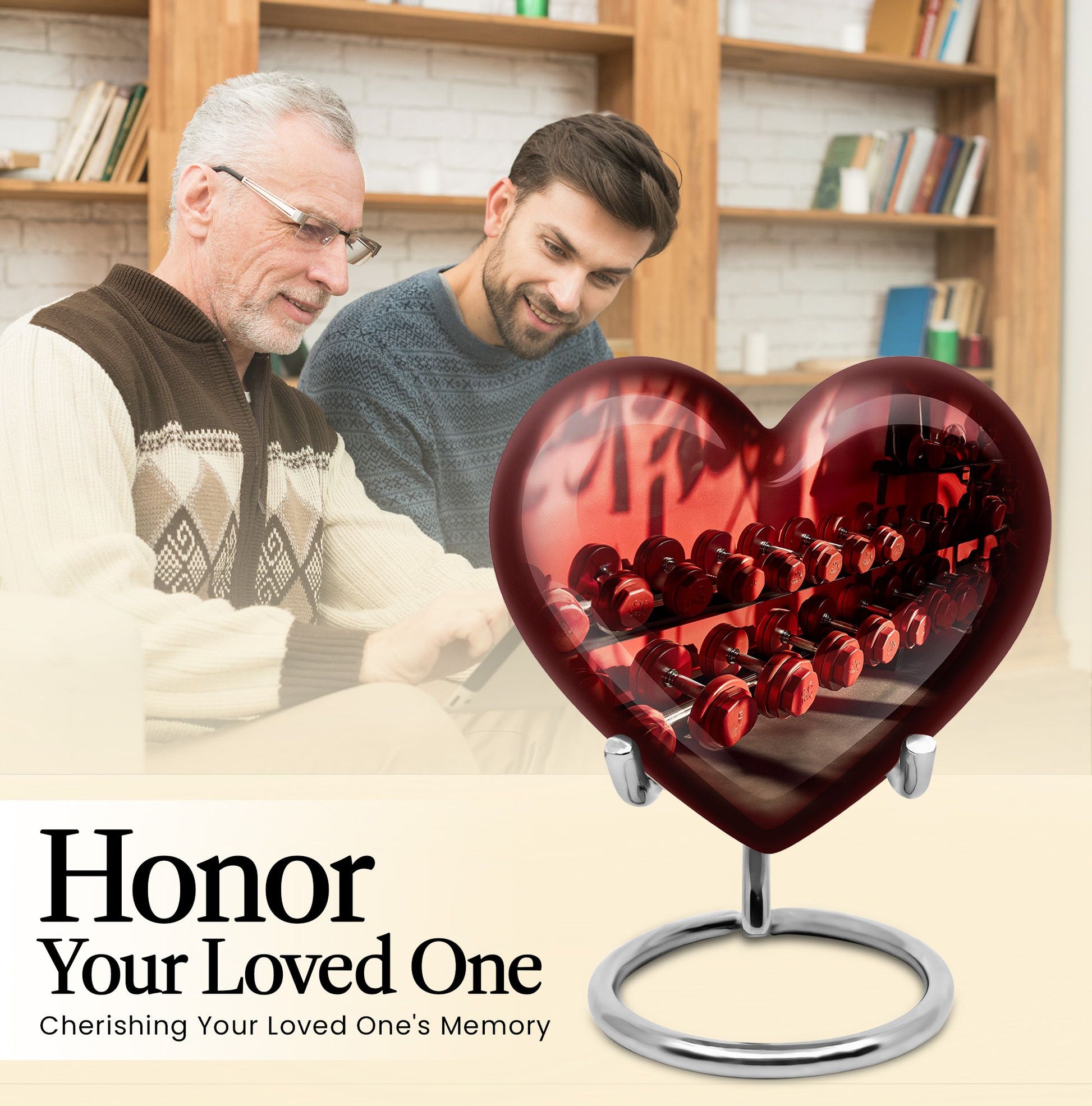 10 inch Dumbles Urn, aluminium heart design memorial urn for ashes adult