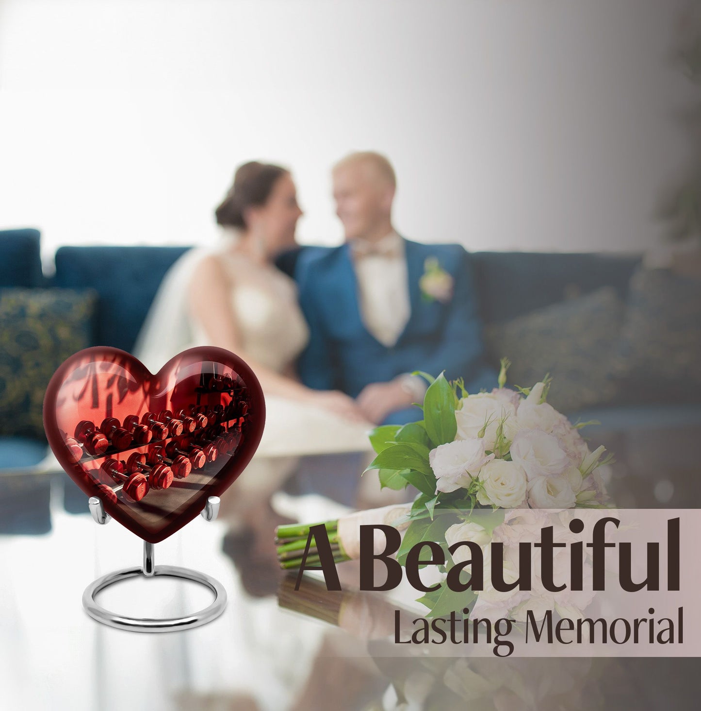 10 inch Dumbles Urn, aluminium heart design memorial urn for ashes adult