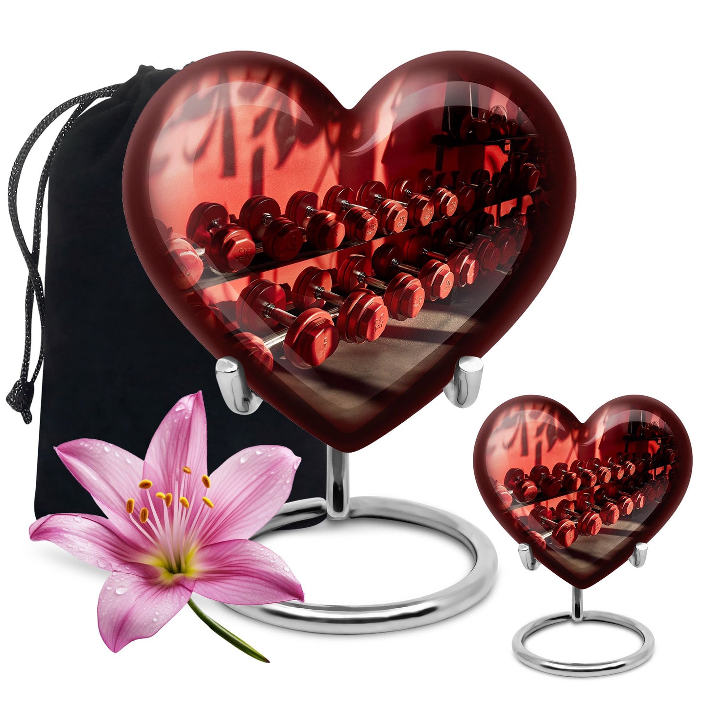10 inch Dumbles Urn, aluminium heart design memorial urn for ashes adult