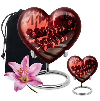 10 inch Dumbles Urn, aluminium heart design memorial urn for ashes adult