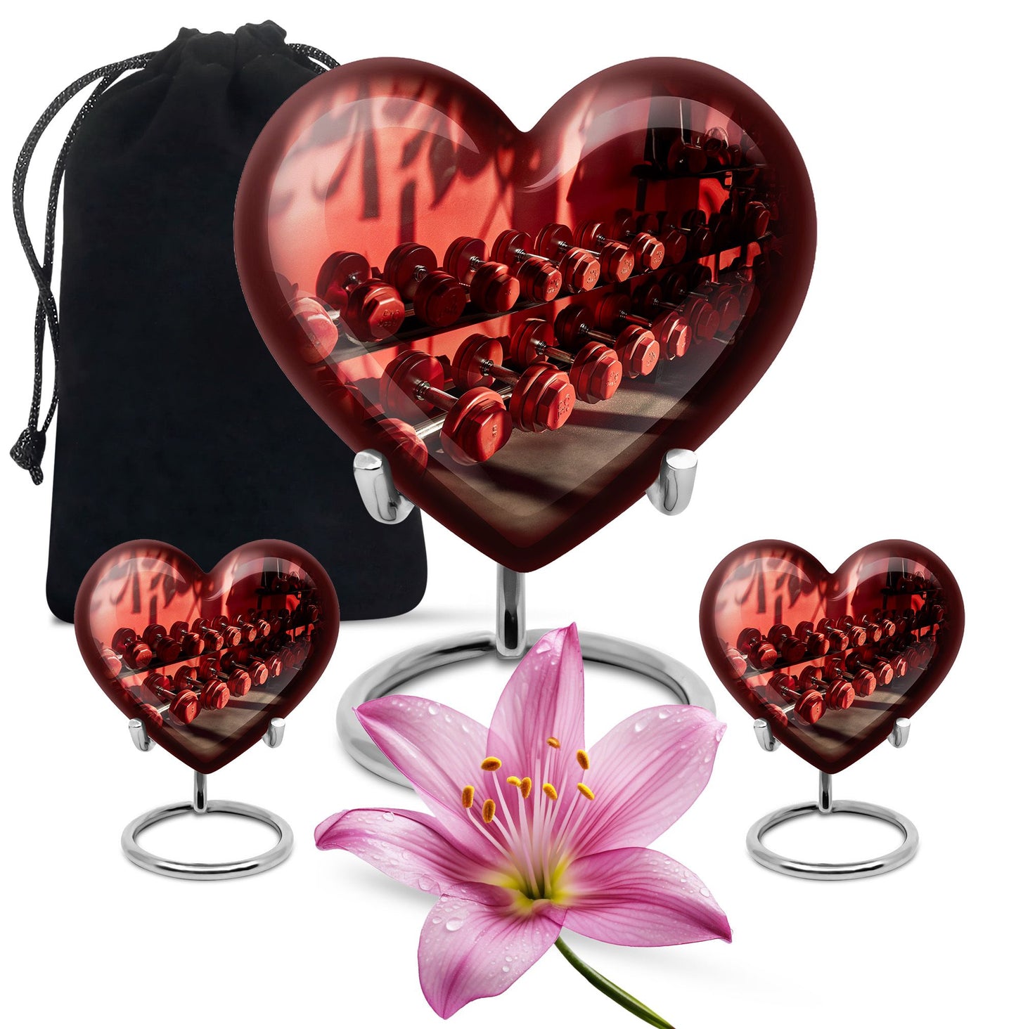 10 inch Dumbles Urn, aluminium heart design memorial urn for ashes adult