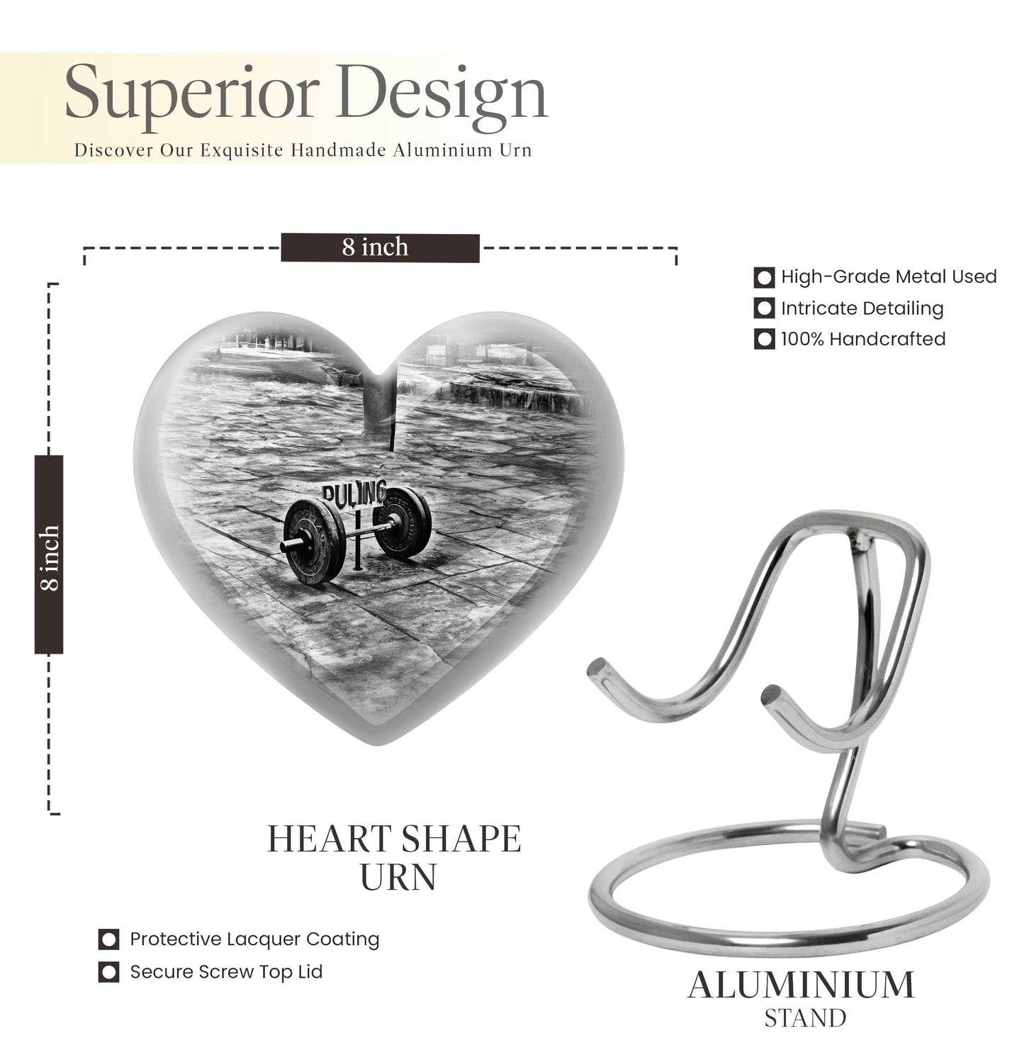 10-inch Abstract Heart Design Dumbles Urn for ashes, 