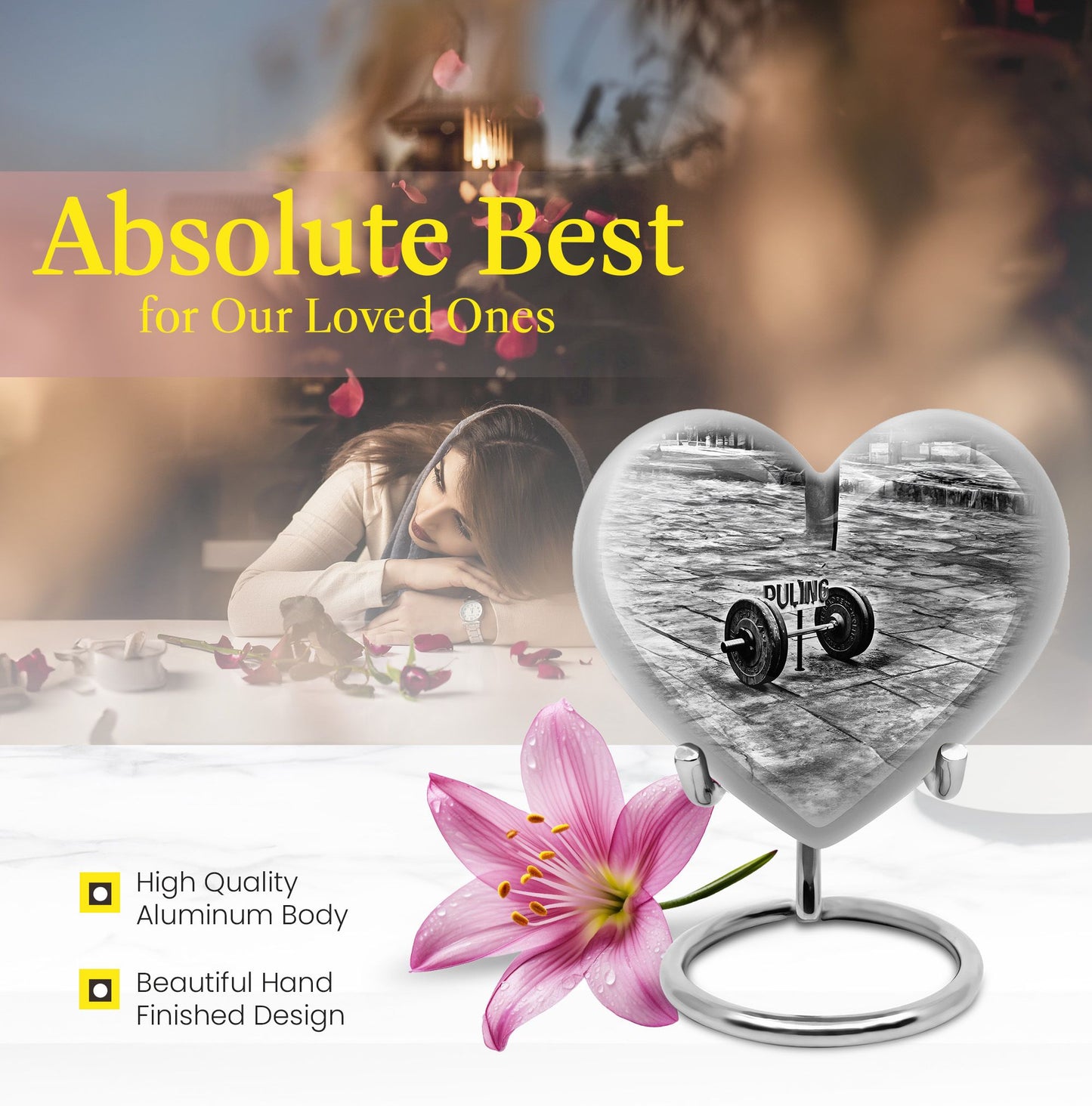 10-inch Abstract Heart Design Dumbles Urn for ashes, 