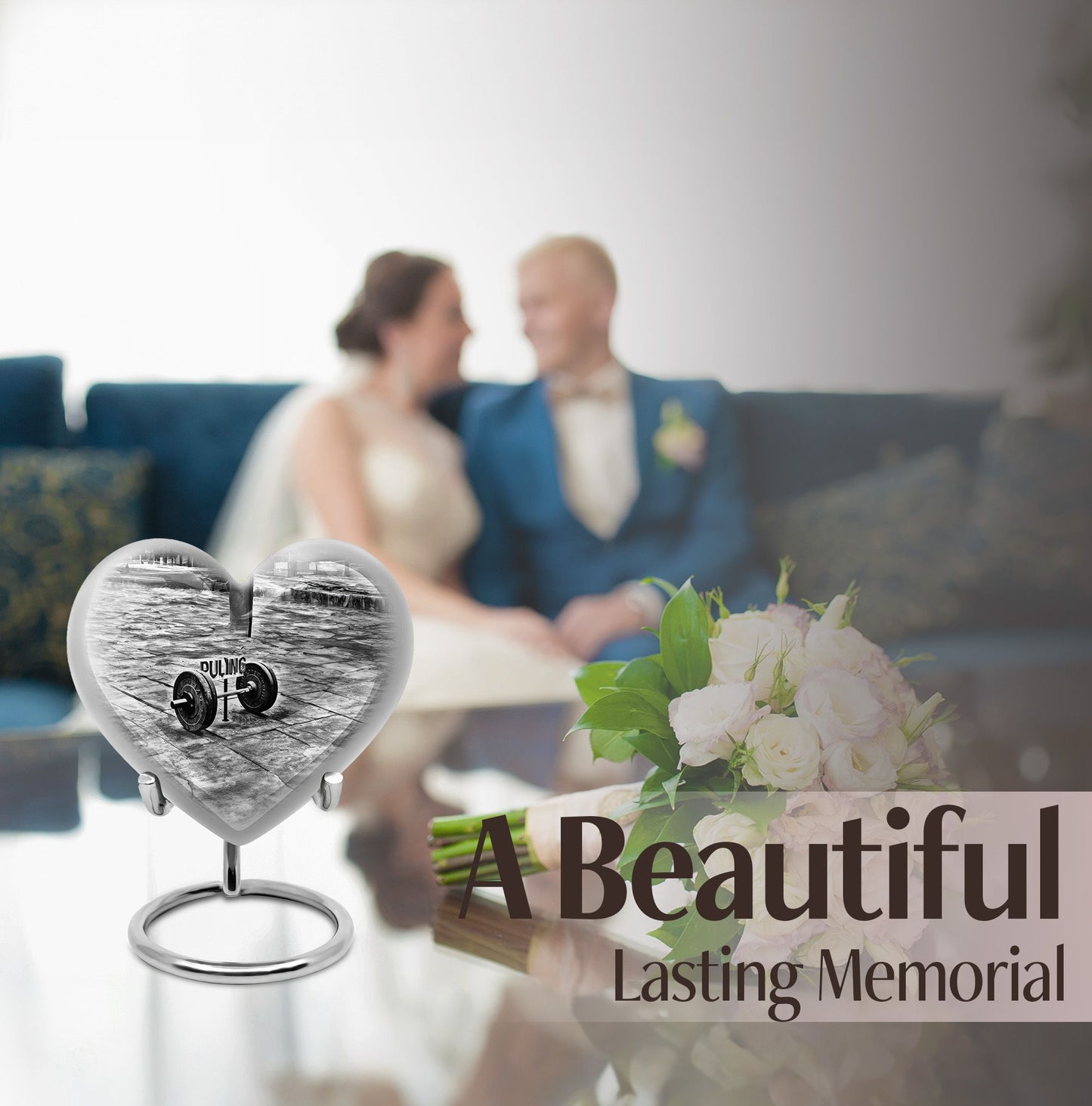 10-inch Abstract Heart Design Dumbles Urn for ashes, 