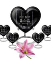 10-inch heart-shaped Dumbles Urn in aluminum for adult cremation, includes velvet pouch