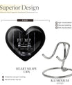 10-inch heart-shaped Dumbles Urn in aluminum for adult cremation, includes velvet pouch