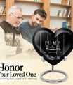 10-inch heart-shaped Dumbles Urn in aluminum for adult cremation, includes velvet pouch