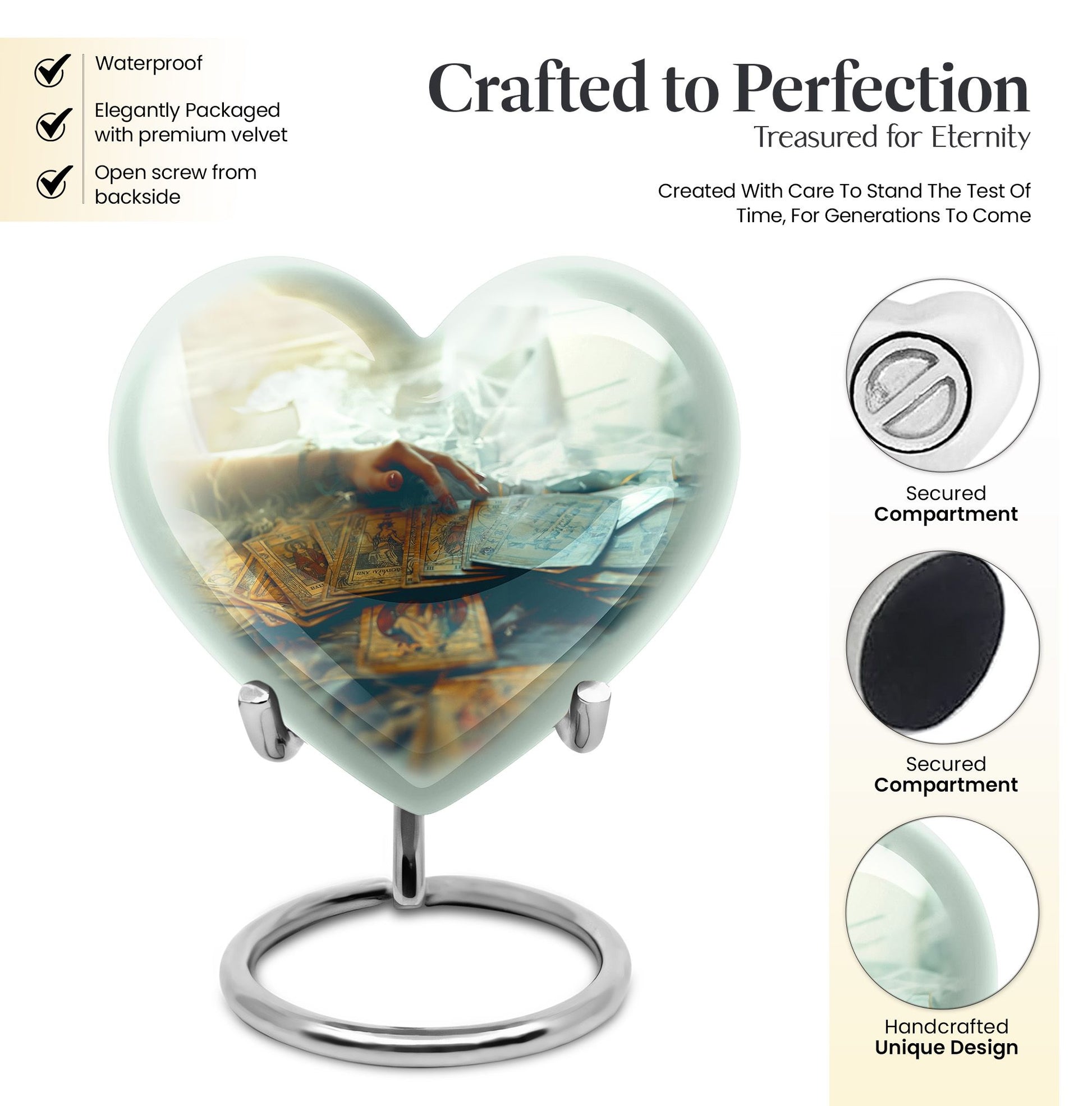 urn for ashes, women's cremation urn with velvet pouch