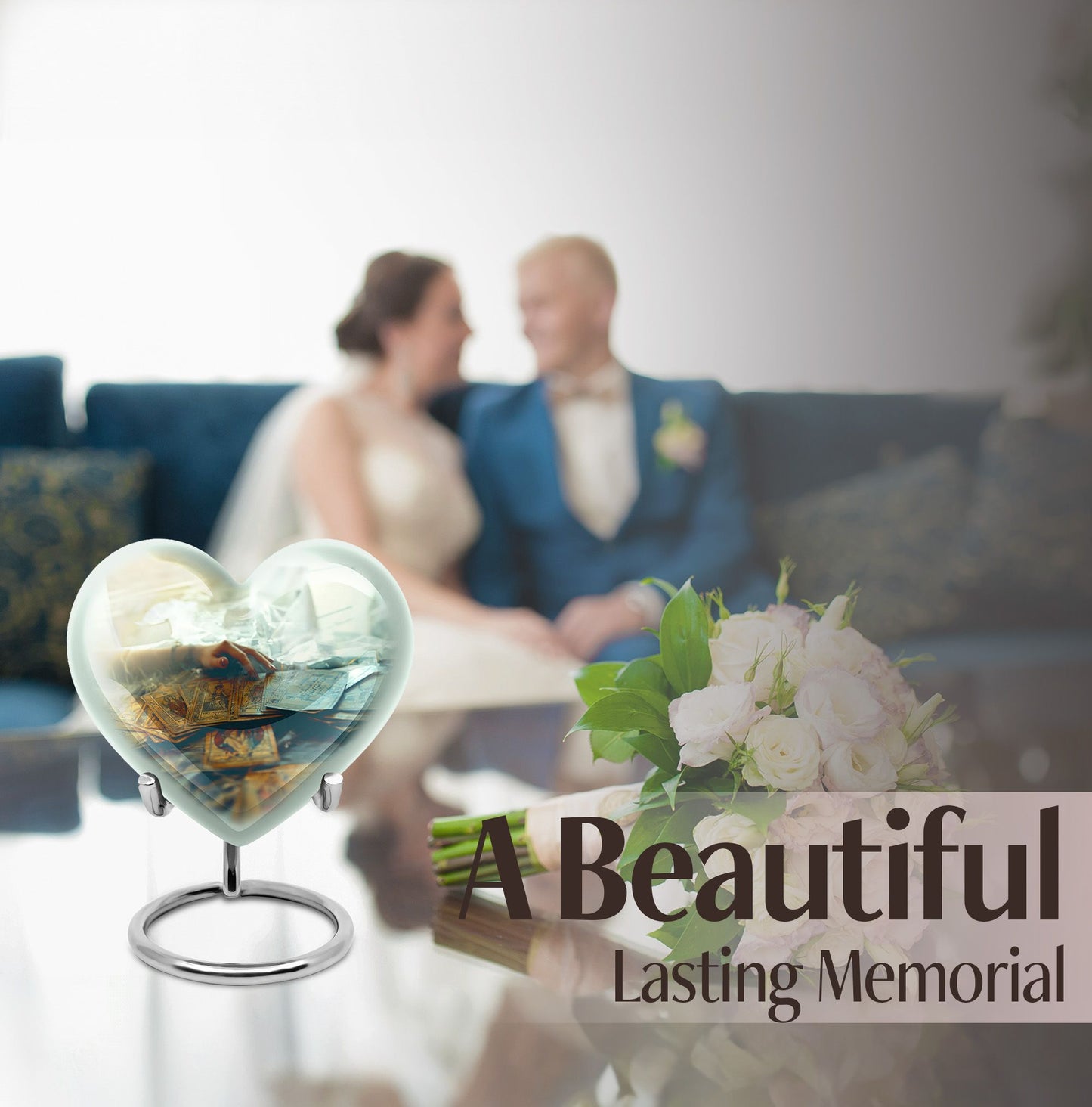 urn for ashes, women's cremation urn with velvet pouch