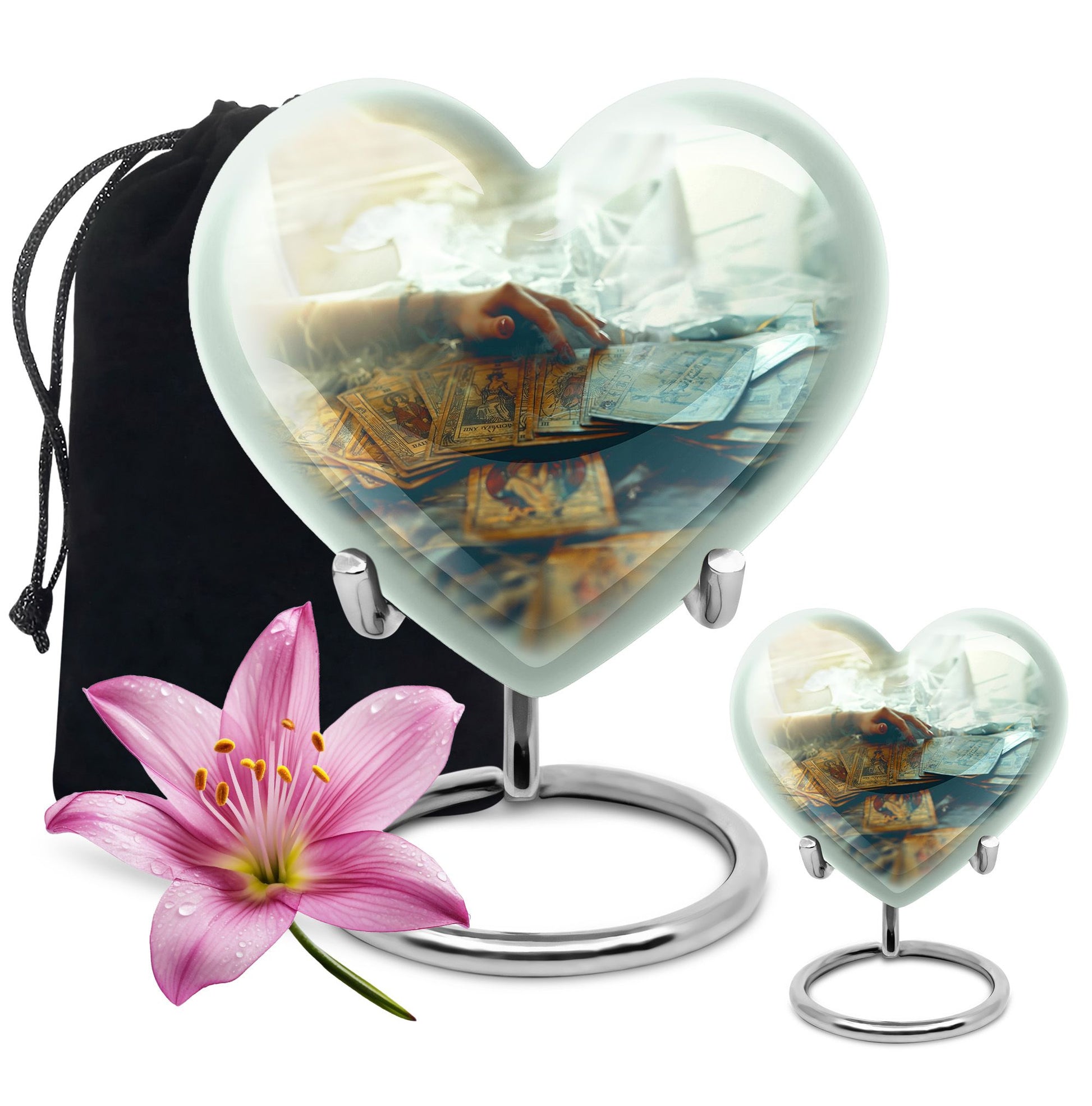 urn for ashes, women's cremation urn with velvet pouch