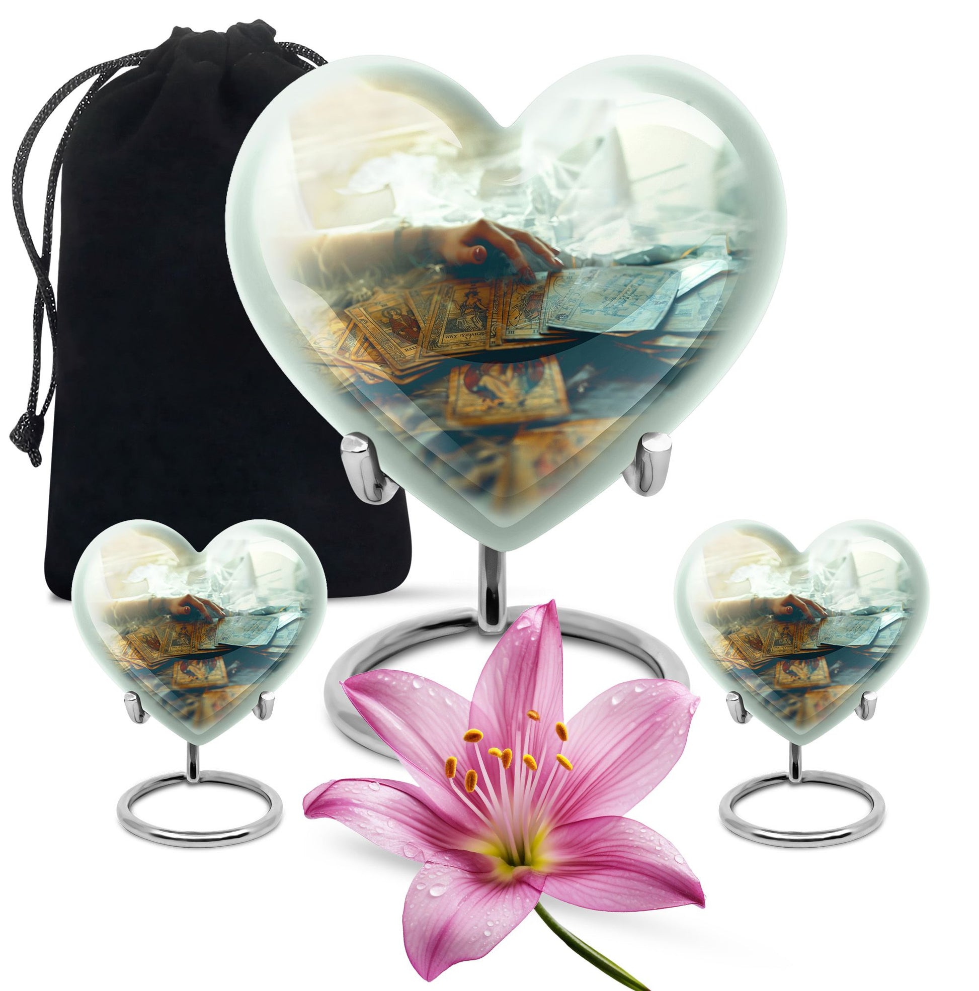 urn for ashes, women's cremation urn with velvet pouch