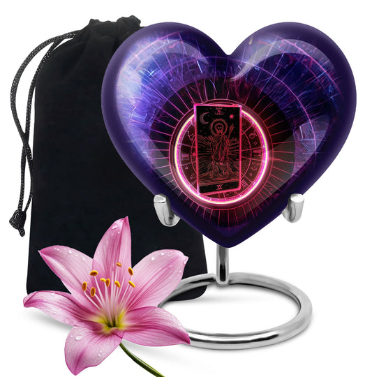 Heart-shaped tarot urn, 10-inch aluminimum 