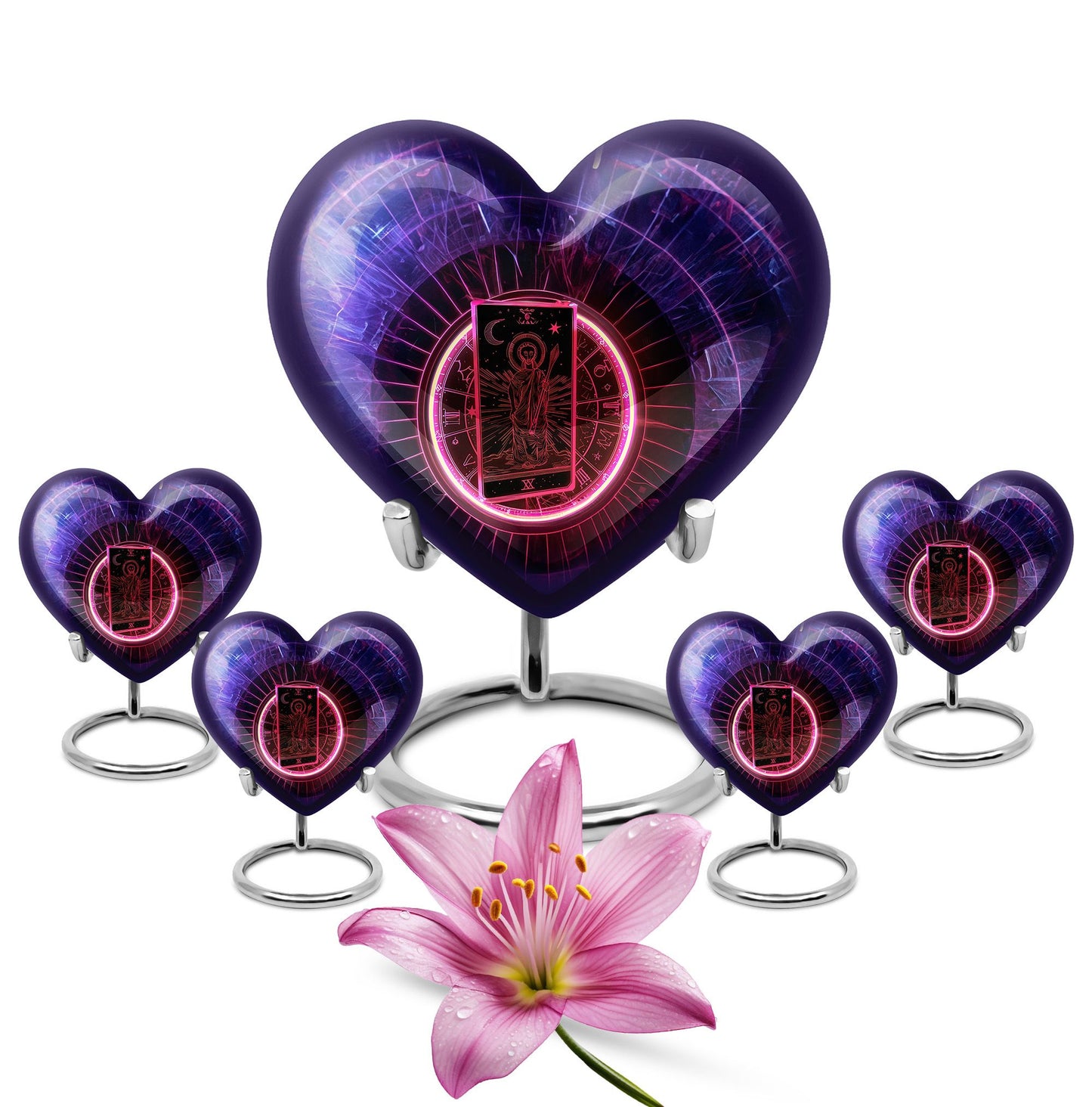 Heart-shaped tarot urn, 10-inch aluminimum 