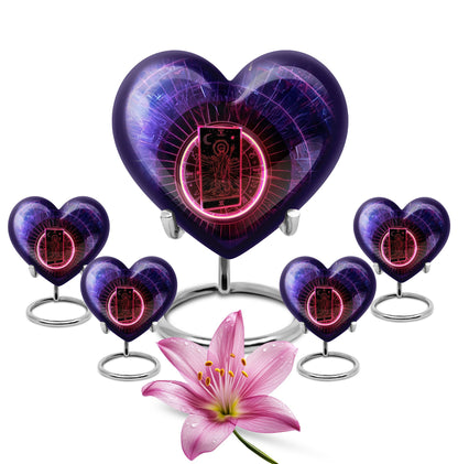 Heart-shaped tarot urn, 10-inch aluminimum 