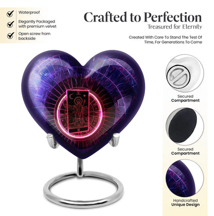 Heart-shaped tarot urn, 10-inch aluminimum 