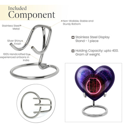 Heart-shaped tarot urn, 10-inch aluminimum 