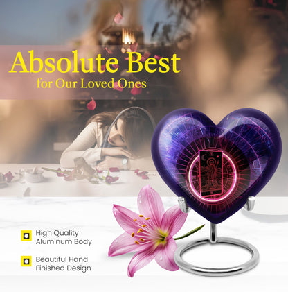Heart-shaped tarot urn, 10-inch aluminimum 