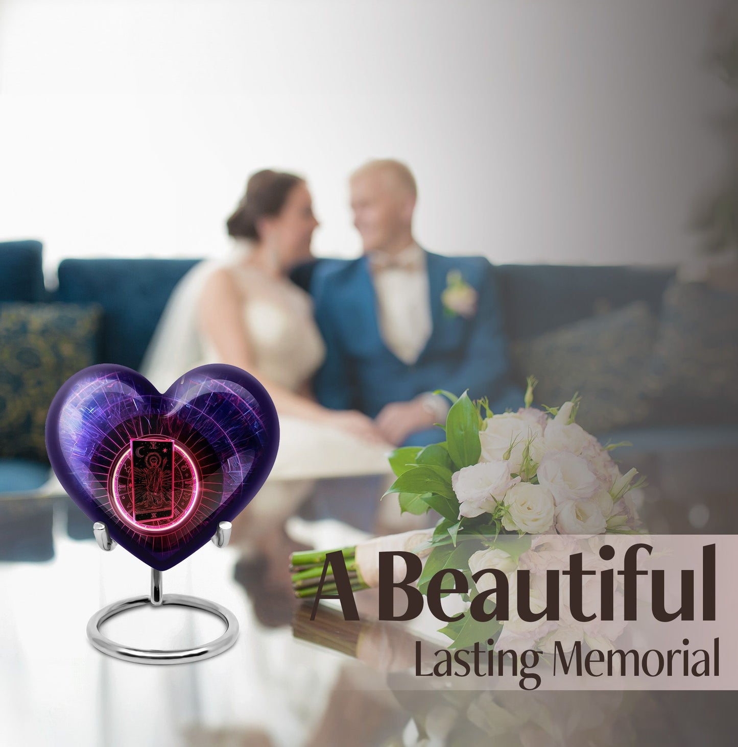 Heart-shaped tarot urn, 10-inch aluminimum 