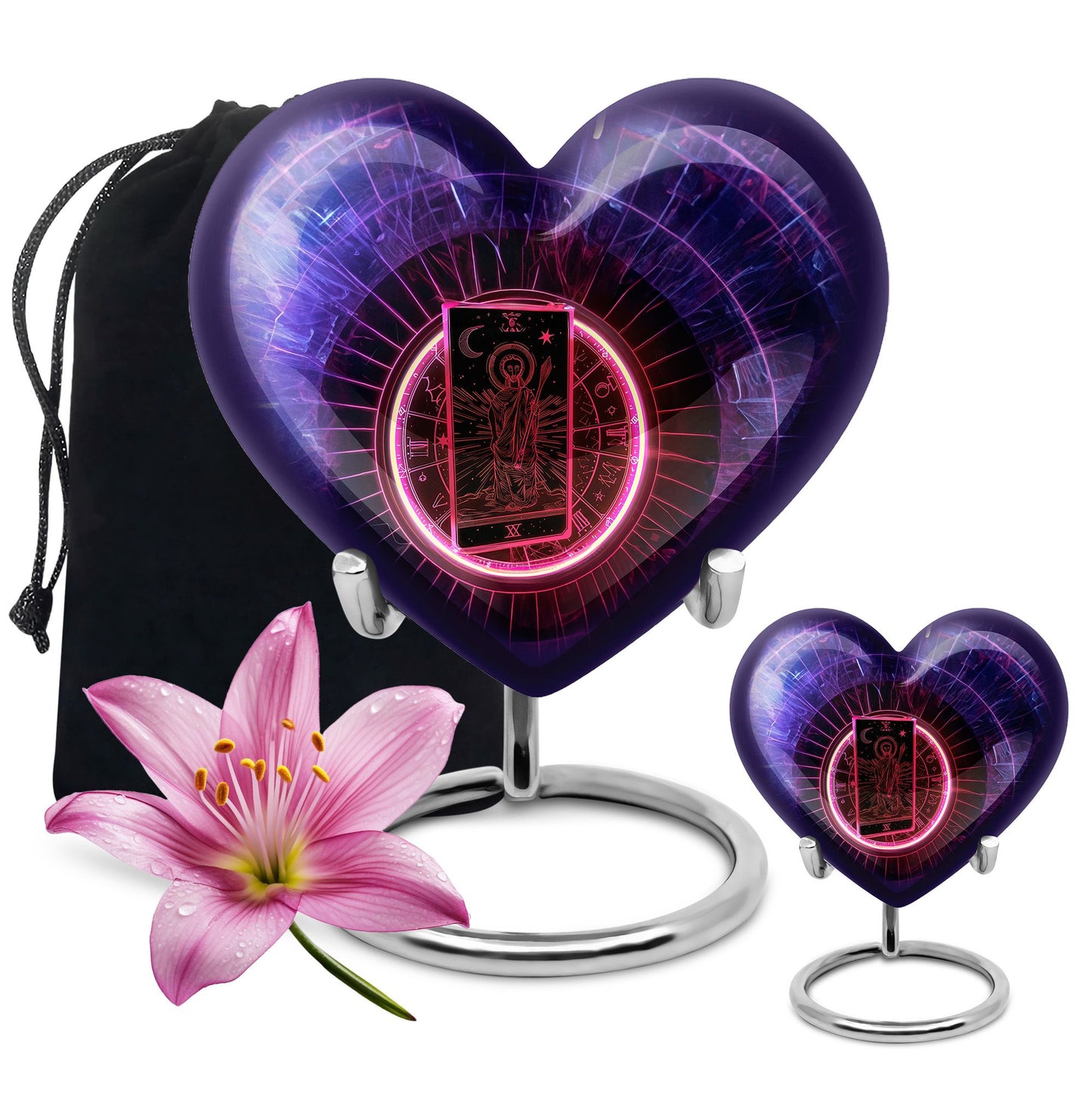 Heart-shaped tarot urn, 10-inch aluminimum 