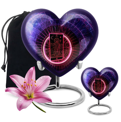 Heart-shaped tarot urn, 10-inch aluminimum 