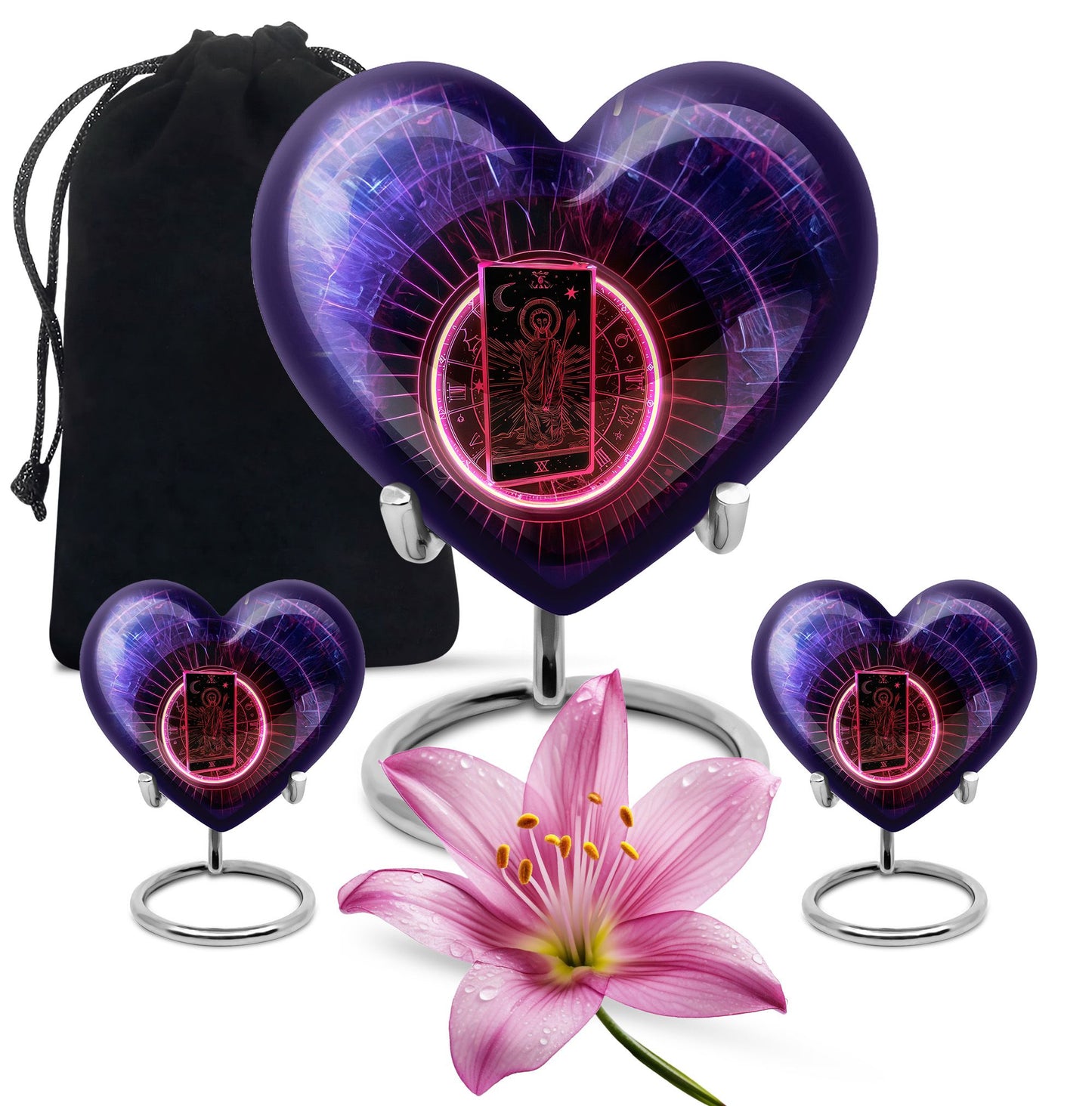 Heart-shaped tarot urn, 10-inch aluminimum 