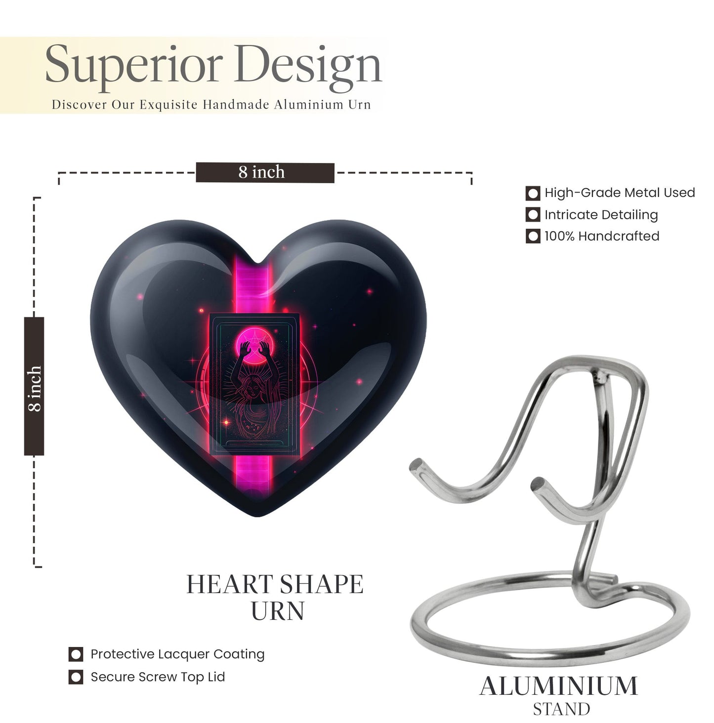 heart-design Tarot cremation urn