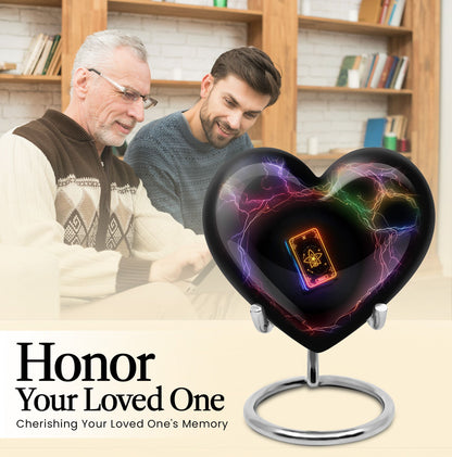 10-inch Heart Tarot Urn for human ashes, personalize with engraved names