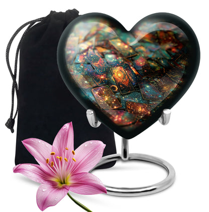 10 Inch Heart Tarot Urn made of Aluminium for adult human ashes