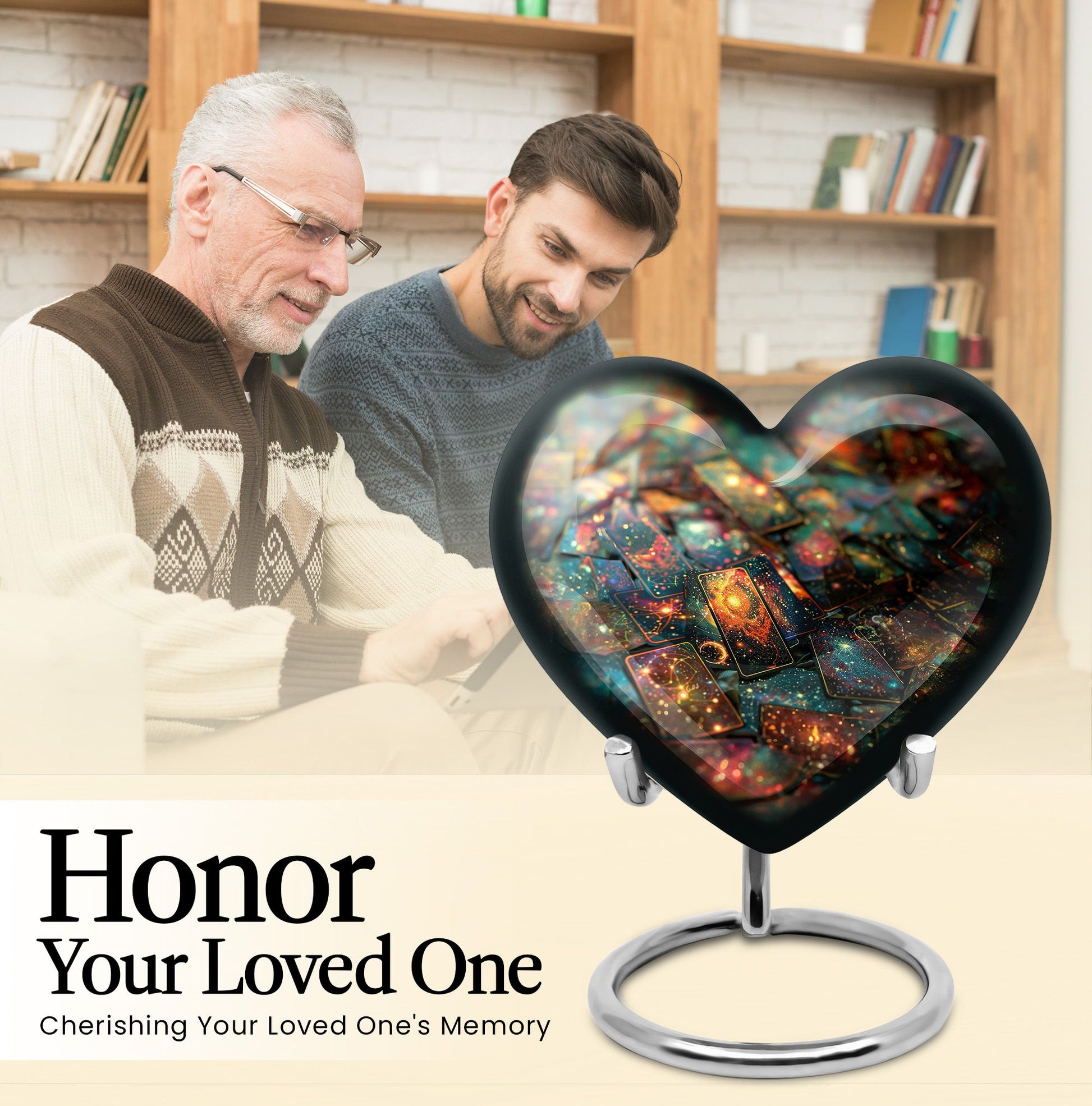 10 Inch Heart Tarot Urn made of Aluminium for adult human ashes