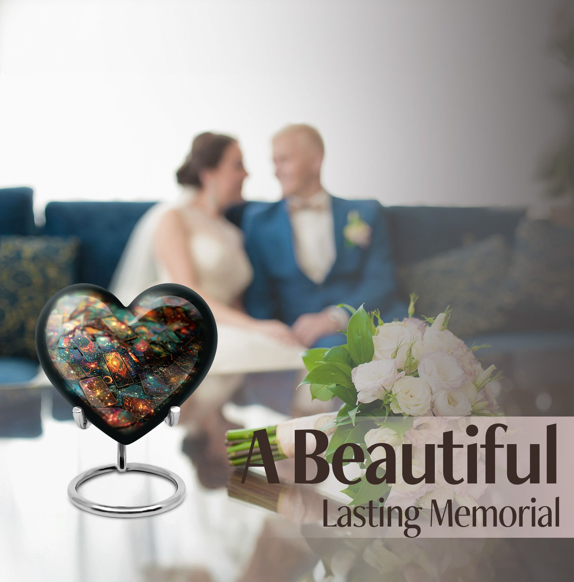 10 Inch Heart Tarot Urn made of Aluminium for adult human ashes