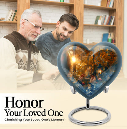 10-inch Tarot Urn, heart-shaped burial funeral urn for adult ashes, includes velvet pouch