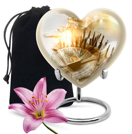10-inch Tarot Urn, abstract heart-design funeral urn