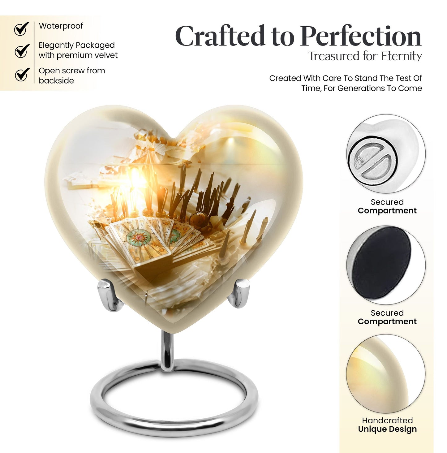 10-inch Tarot Urn, abstract heart-design funeral urn