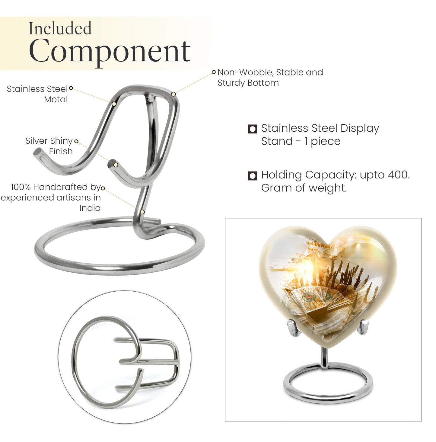 10-inch Tarot Urn, abstract heart-design funeral urn