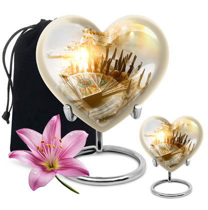 10-inch Tarot Urn, abstract heart-design funeral urn