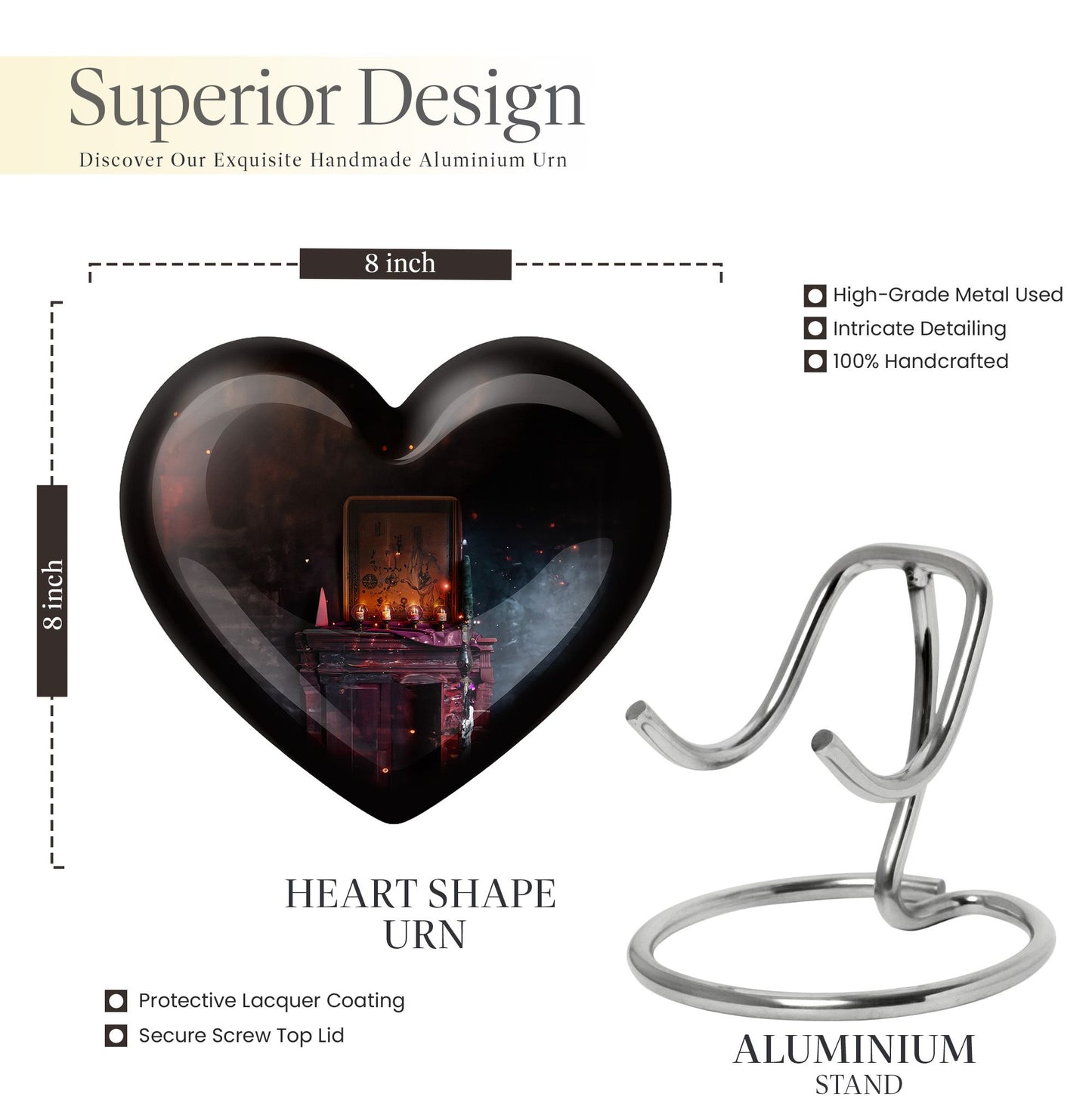 10-inch Heart Tarot Cremation Dad Urn 