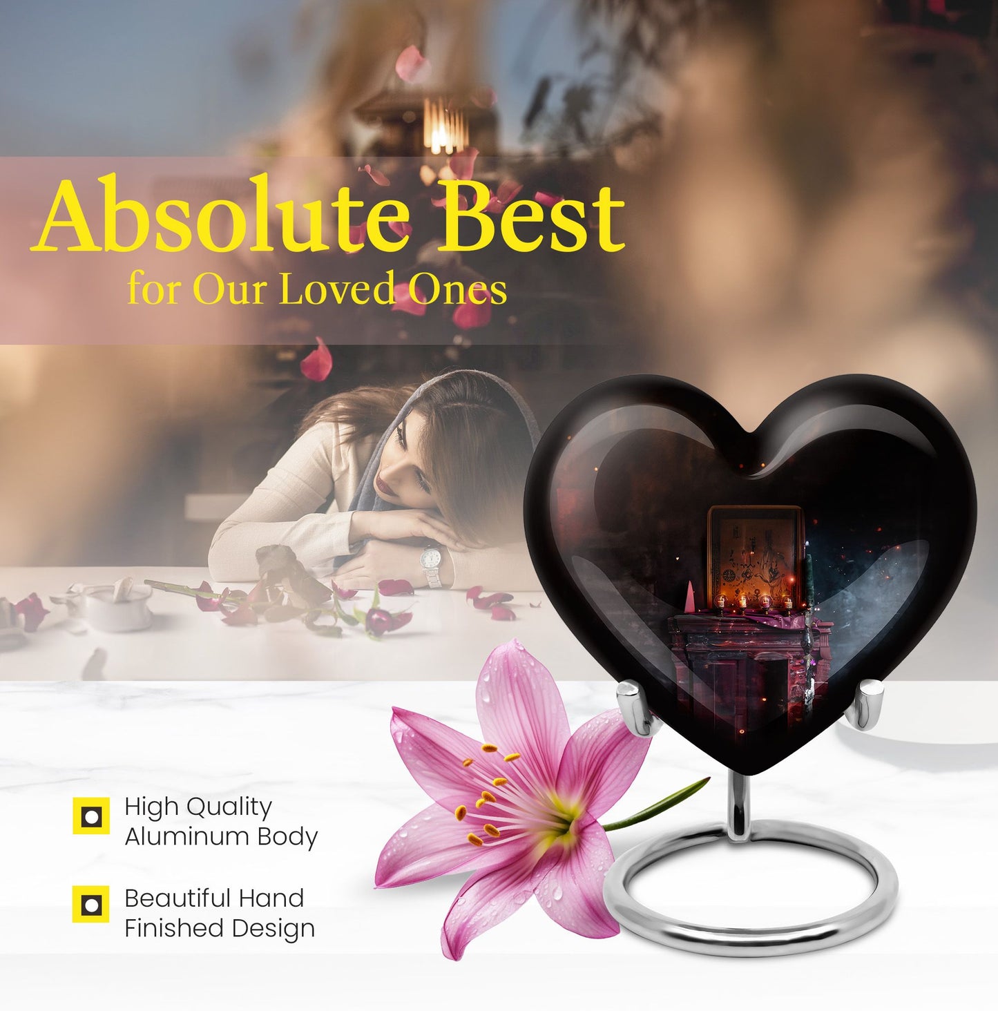 10-inch Heart Tarot Cremation Dad Urn 