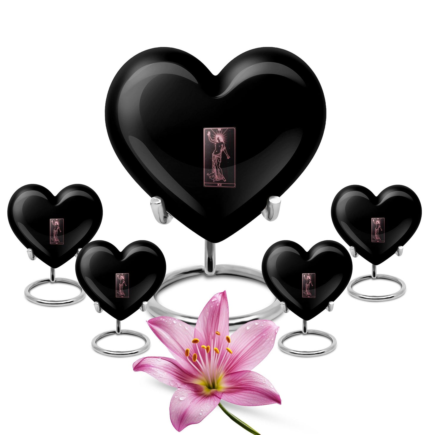 10-inch Tarot urn for ashes in abstract heart design, includes personalization and velvet pouch