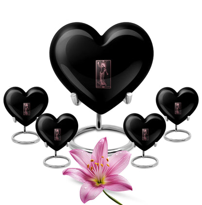 10-inch Tarot urn for ashes in abstract heart design, includes personalization and velvet pouch