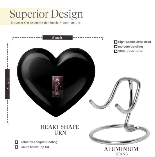 10-inch Tarot urn for ashes in abstract heart design, includes personalization and velvet pouch