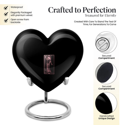 10-inch Tarot urn for ashes in abstract heart design, includes personalization and velvet pouch