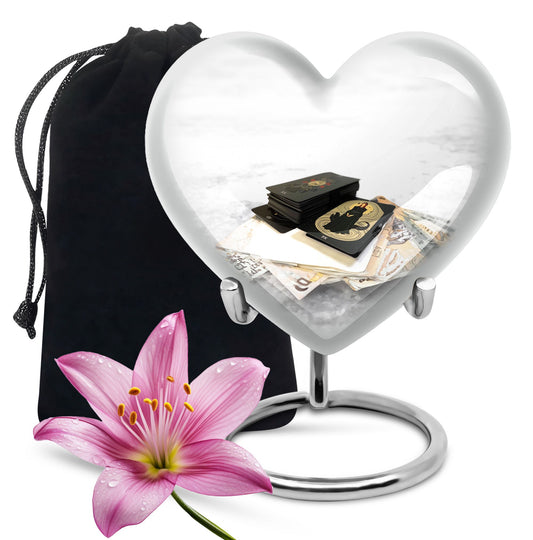 Heart-themed Tarot Urn for human ashes
