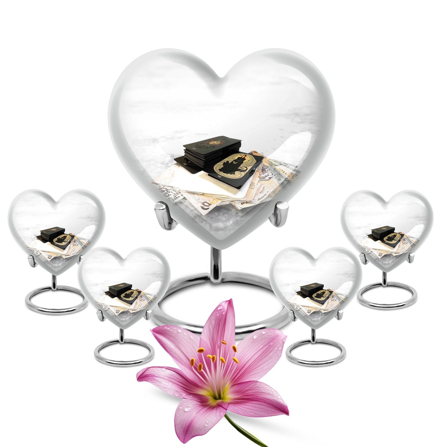 Heart-themed Tarot Urn for human ashes