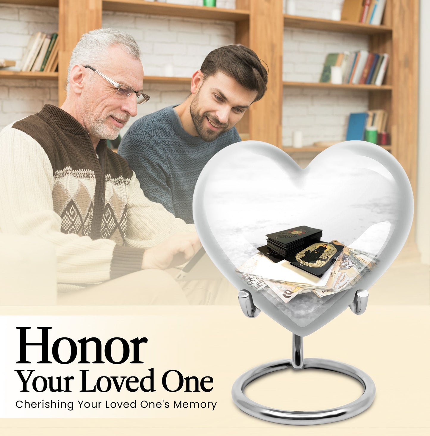 Heart-themed Tarot Urn for human ashes