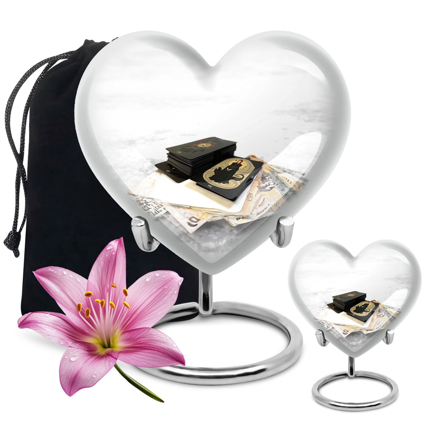 Heart-themed Tarot Urn for human ashes