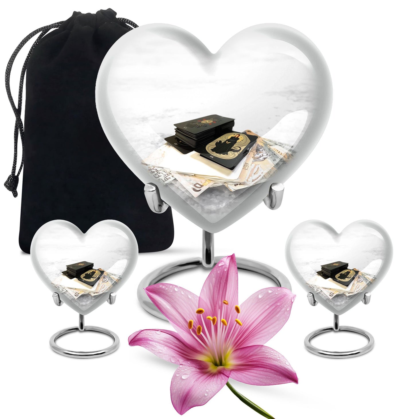 Heart-themed Tarot Urn for human ashes